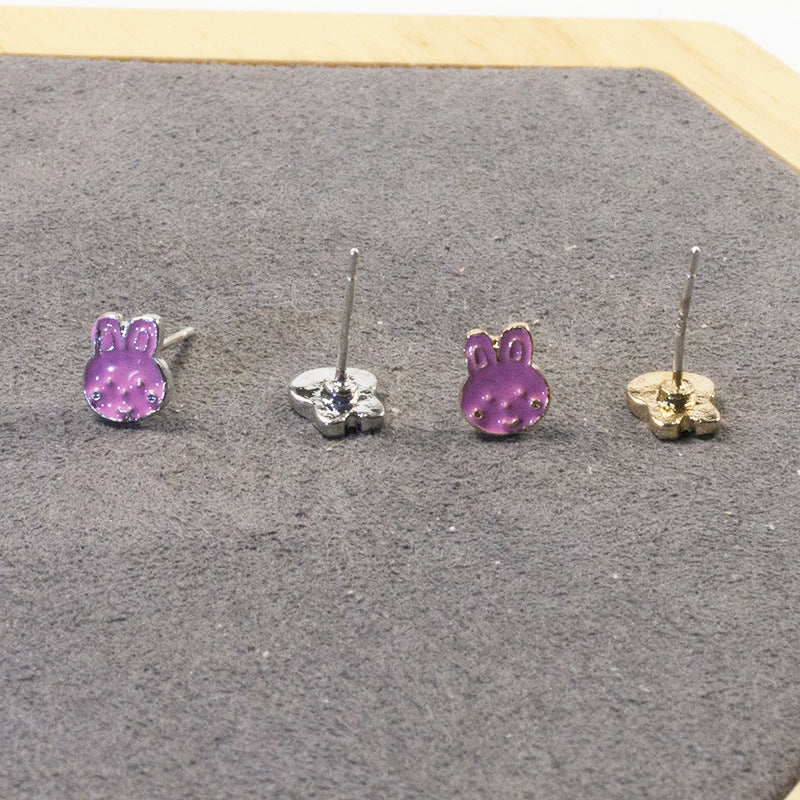 Cartoon bunny stud earrings set
