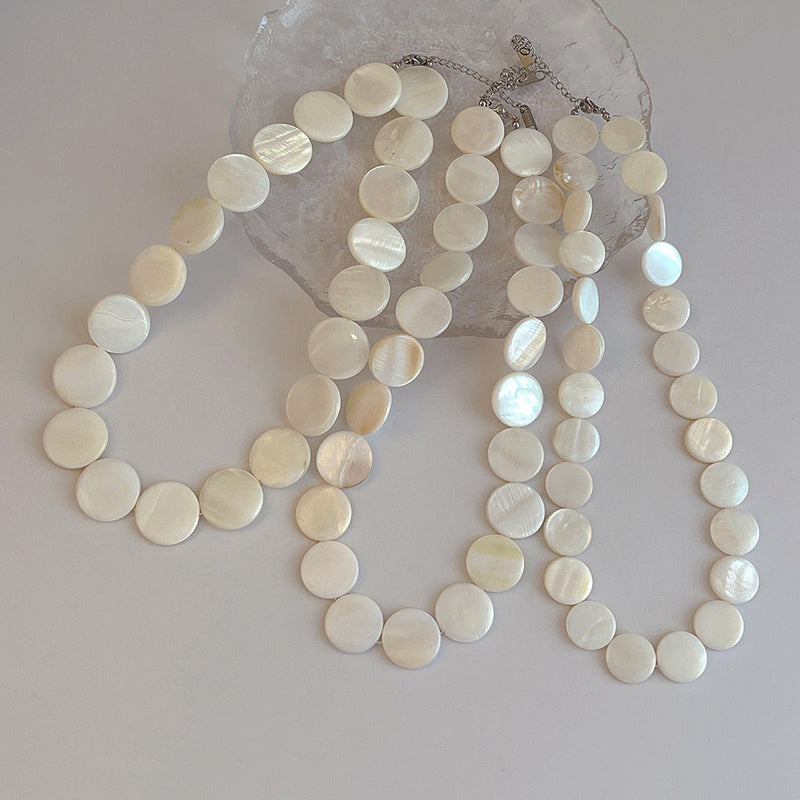 Natural Shell Disc Beading Choker Necklaces