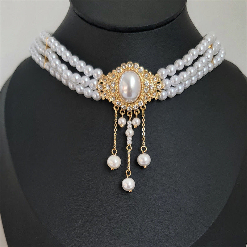 Elegant Vintage Oval Imitation Pearl Fringe Necklace
