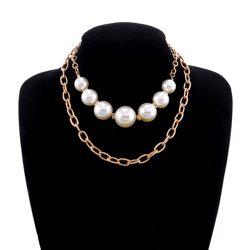 Punk Round Beads Double Layered Necklace