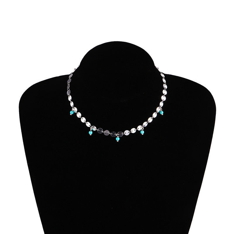 Sequins Dosc turquoise necklace
