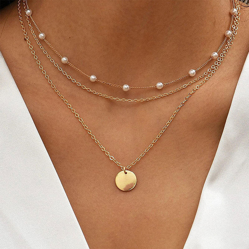 Multi Layer Pearl Chain Necklace
