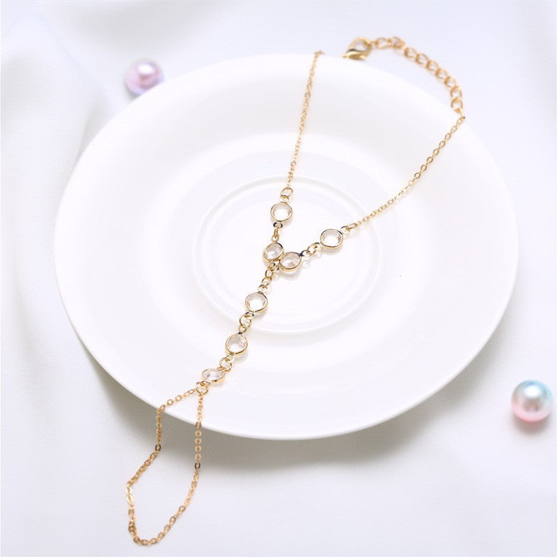 Rhinestone Chain Women Crystal Finger Bracelet