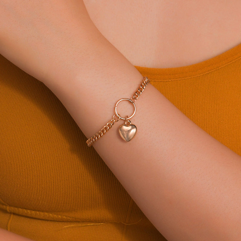 Punk Cuban Chain Heart Bracelet