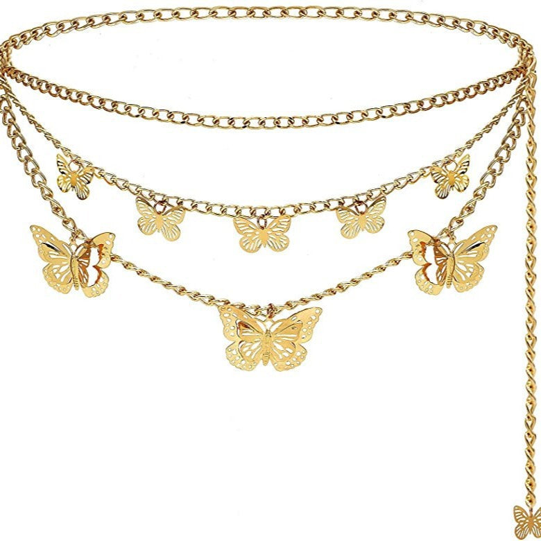 Hollow Butterfly Butterfly Belt Body Chain Shiny Waist Chain