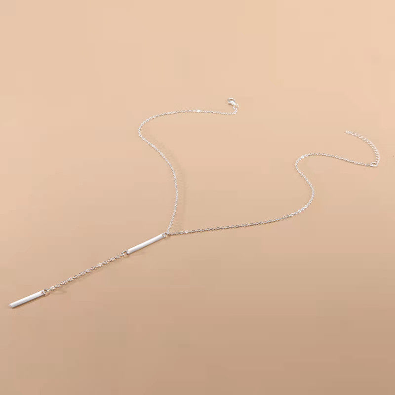 Square Bar Bead Tassel Pendant Necklace