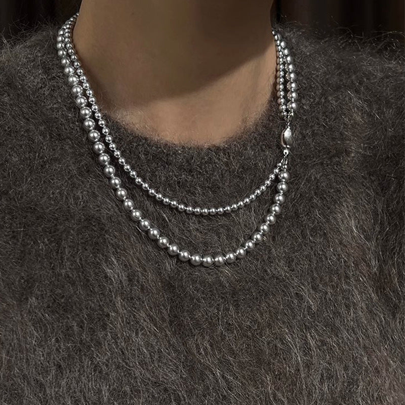 Layered Imitation Pearl Beaded Necklaces