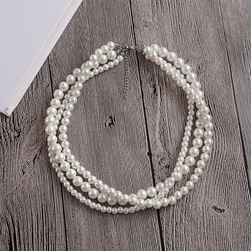Multilayer Simulated Pearl Choker Necklace for Women