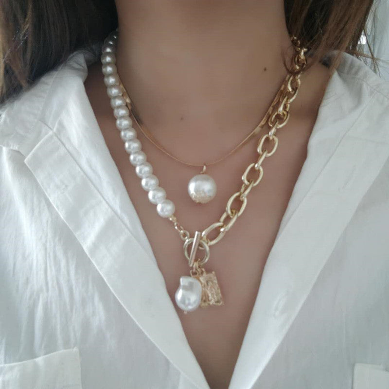 Punk Jewelry Cuban Baroque Pearl Pendant Necklaces