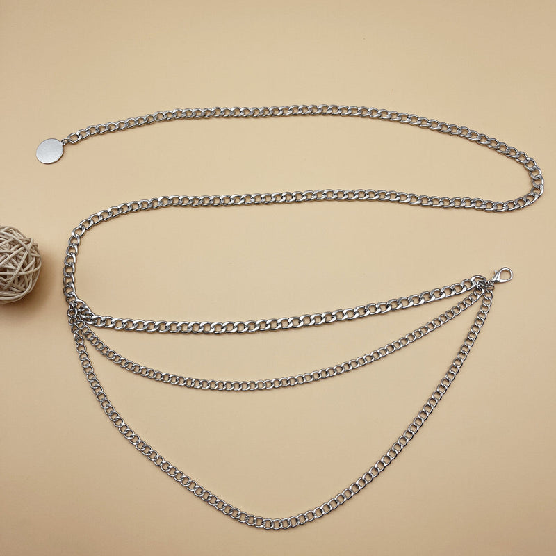 Multilayer Metal Waist Chain Dress Belts Metal Belt