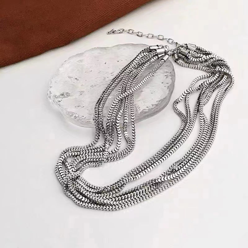 Exaggerated Punk Multi Layered Chain Layered Necklace