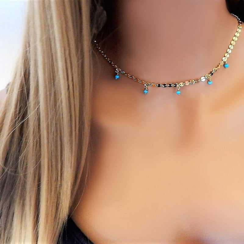 Sequins Dosc turquoise necklace