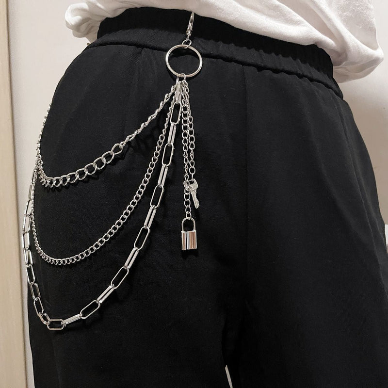 Fashion Metal Lock Key Pendant Pants Chain