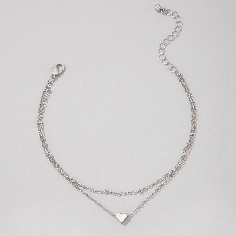 Bohemian Layered Heart Anklet Chain Summer Beach Anklets Jewelry