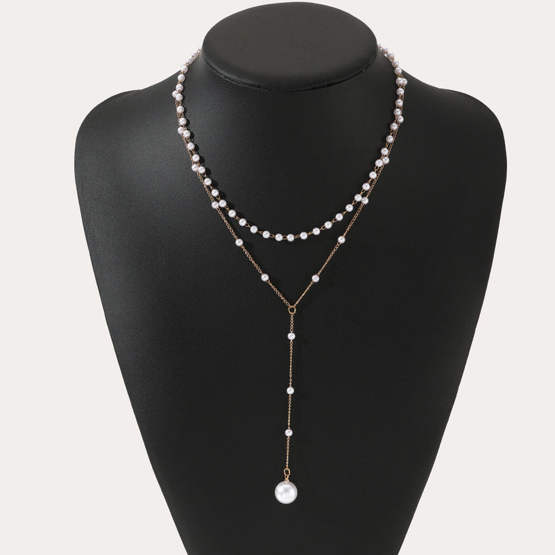 New Pearl Necklace Tassel Layered Necklace