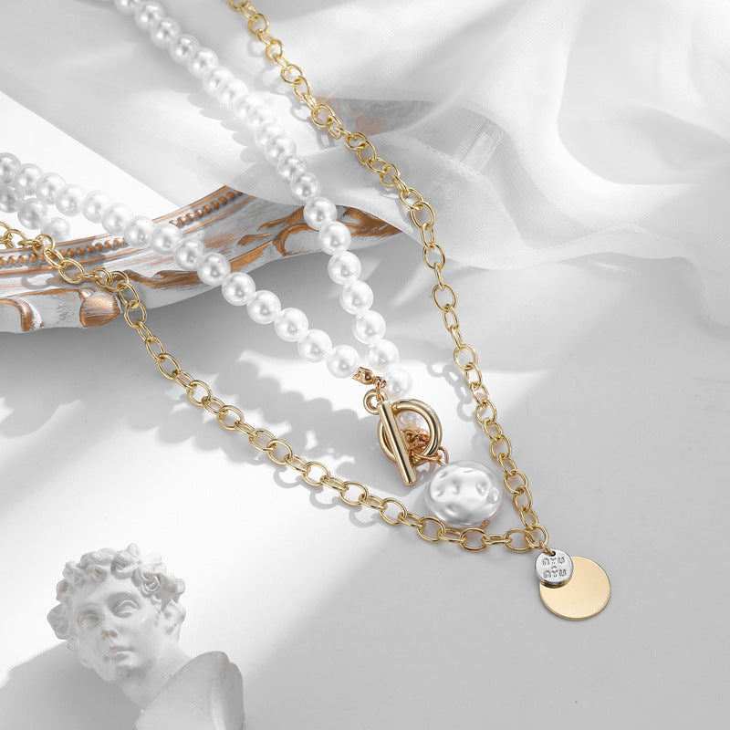 Double Chain Necklace Design Pearl Women Double Layer Necklace