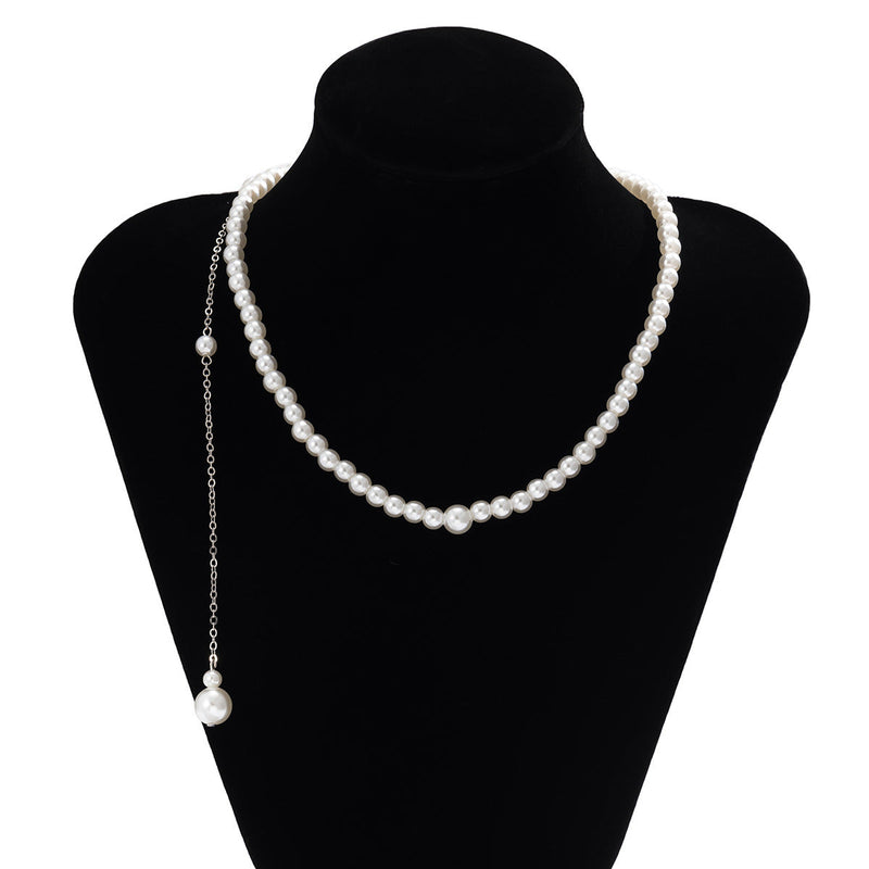 Romance Imitation Pearl Chain Necklace Back Chain for Women