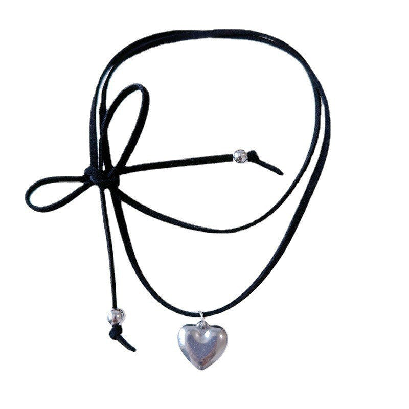 Double Heart Pendant Layered Style Necklace