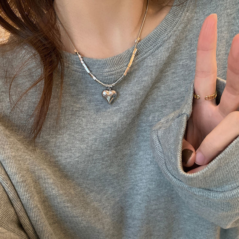 Sweat shirt Chain Heart Pendant Necklace