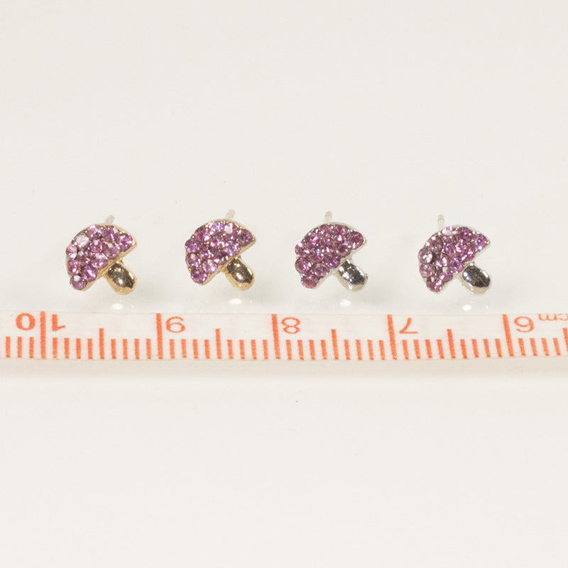 Pink Rhinestone mushroom Earring