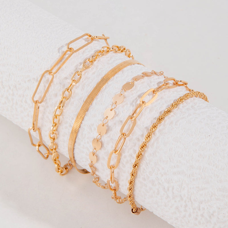 Rectangle Paper Clip Chain Bracelet Set