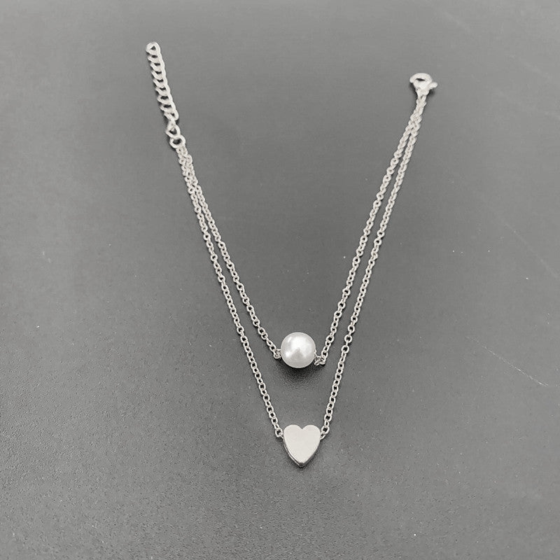 Double Layer Heart Charm Anklet Jewelry
