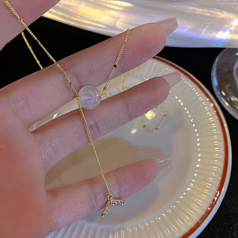 Single Pearl Fishtail Pendant Necklace