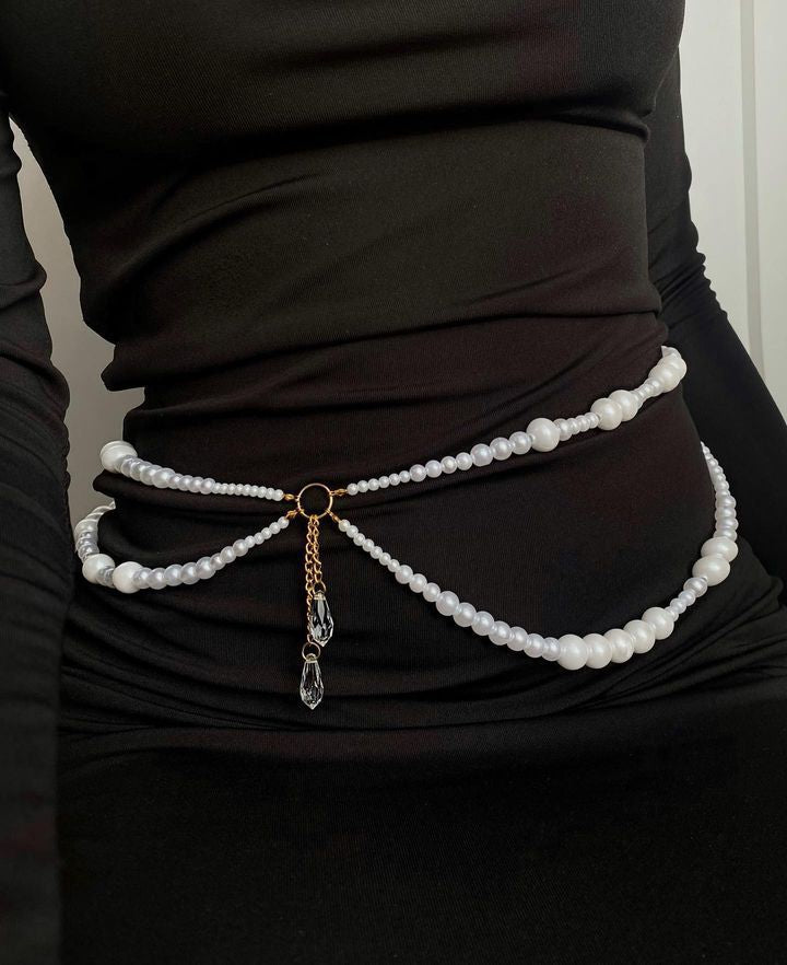 Sexy Waist Chain with Imitation Pearl Multi-Layer Beaded Chain Belt