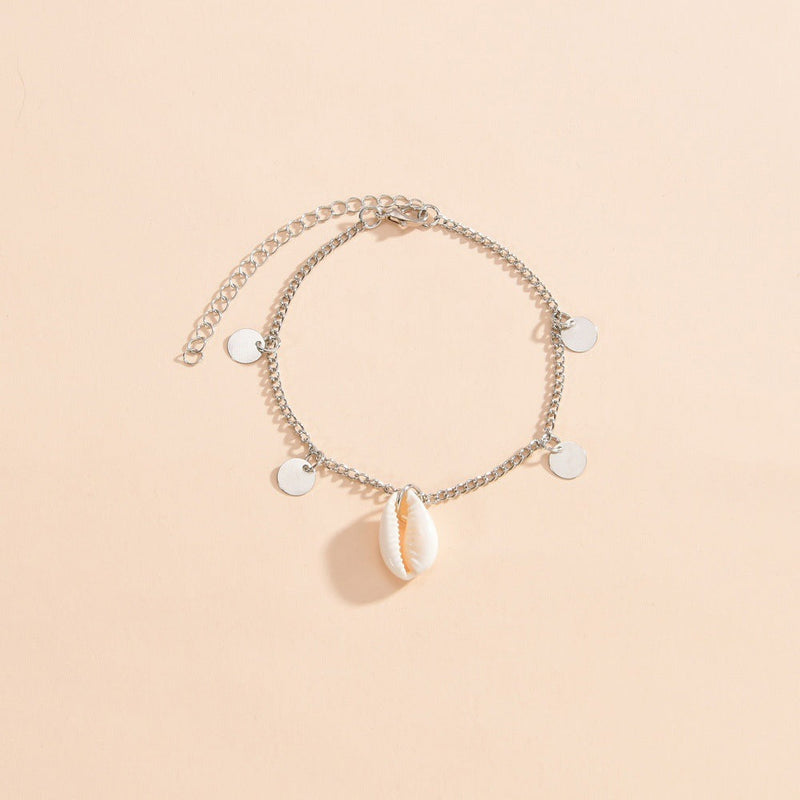 Beach Shell Pendant Circular Tassel Women Anklet Jewelry