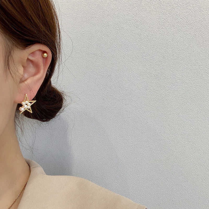 Pearl Star Stud Earrings