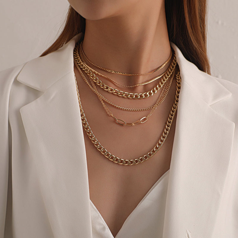 Cute Layered Chain Choker Necklace Set