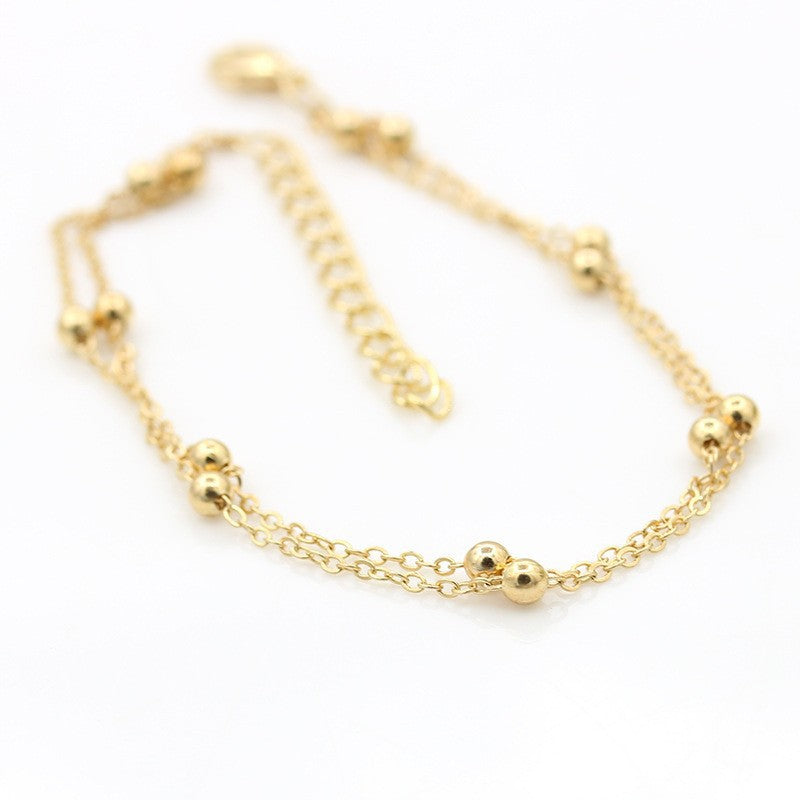 Round Beads Link Chain Anklet Jewelry