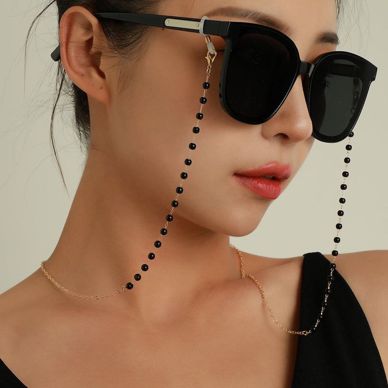 Simple Fashion Black Bead Glasses Chain
