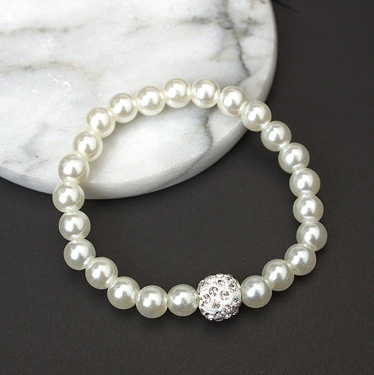 White Pearl Bridal Necklace Bracelet and Earrings Jewelry Sets