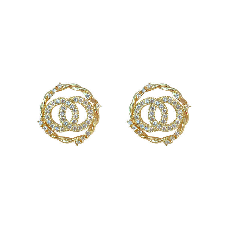Geometric Rhinestone Stud Earrings for Women