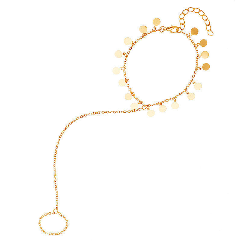 Disc Coin Pendant Layer Ankle Chain
