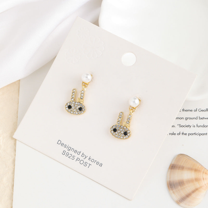 Rhinestone Shiny Rabbit Earrings
