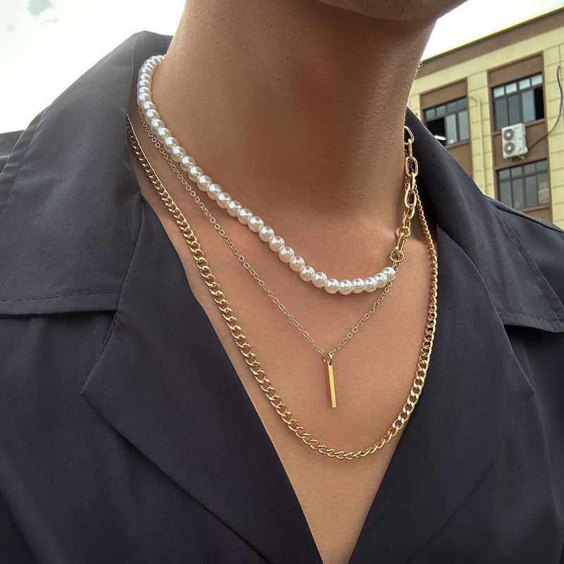 Fashion Multi-layered Chains Pearl Beads Necklaces