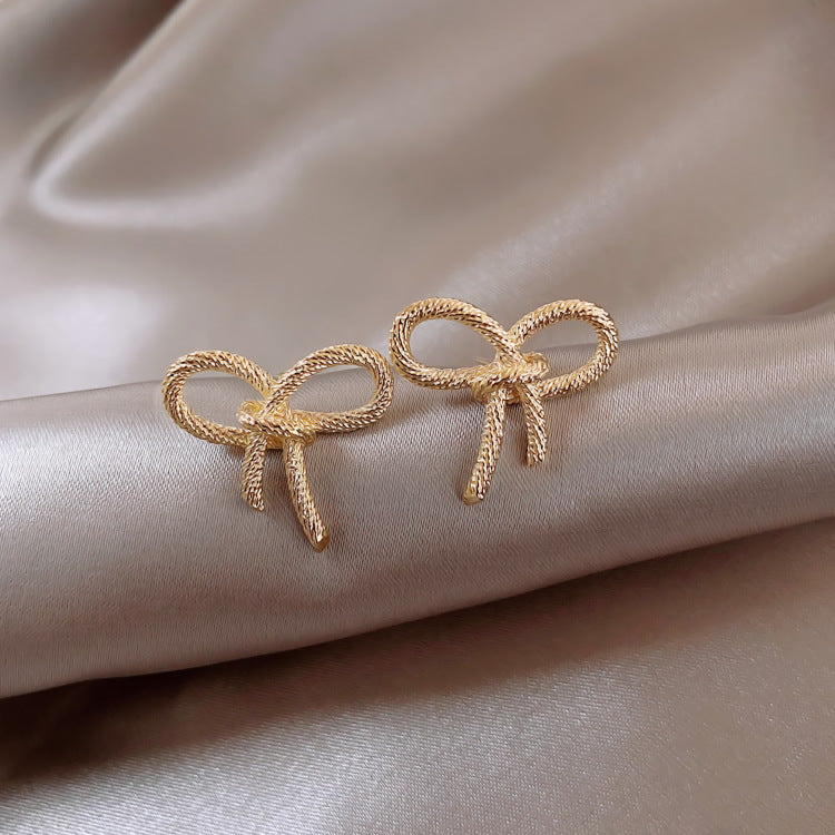 Rope Knot Knotted Ribbon Bow Earrings