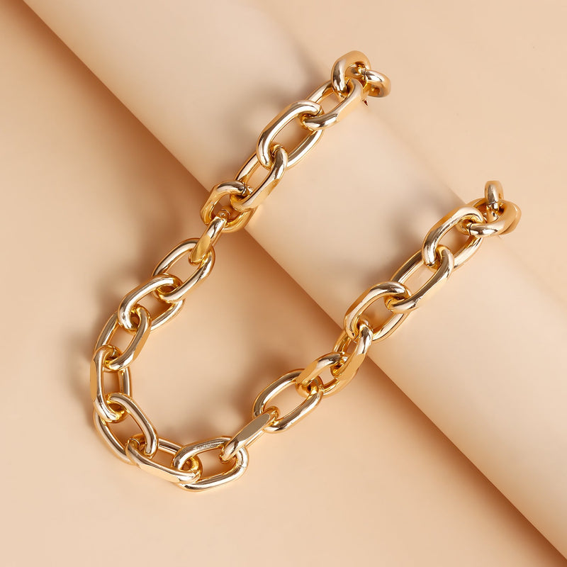 Metal Alloy Thick Chain Choker Necklace