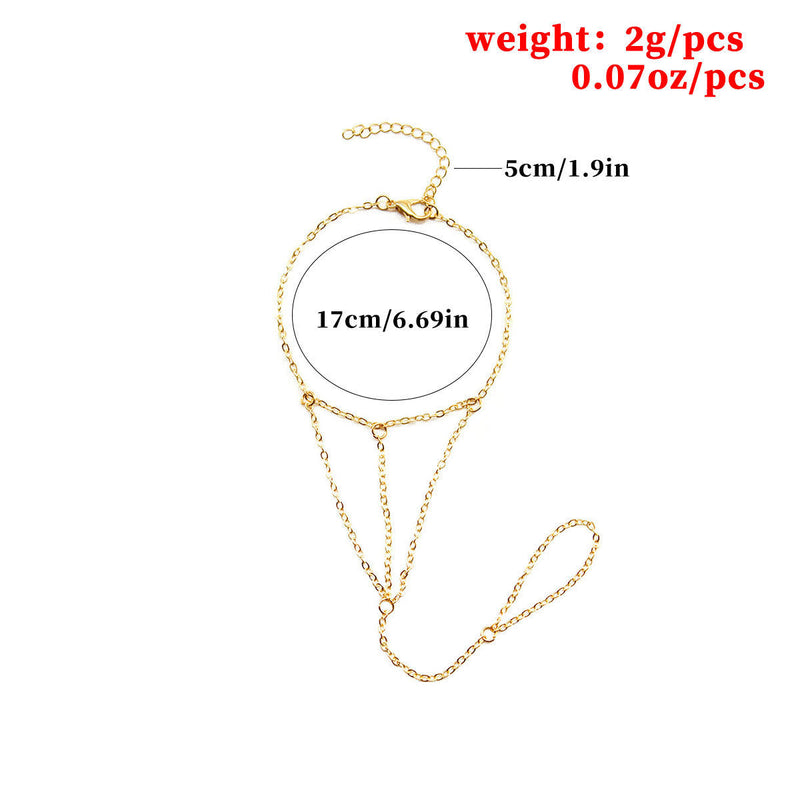 Punk Finger Ring Chain Bracelet