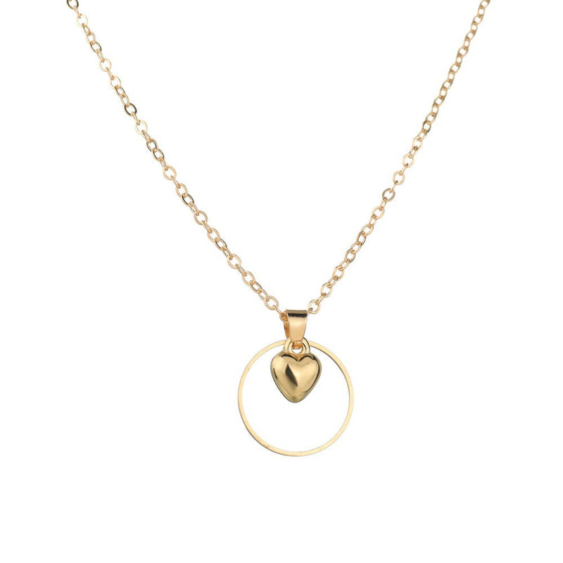 Circle Heart Charm Necklace
