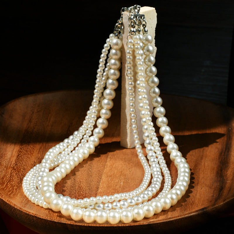 Simulated Pearl Chokers Multi-Layer Pearl Necklace