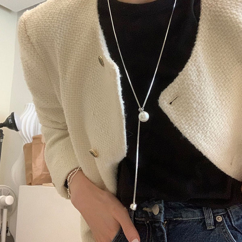 Pearl Snake Chain Choker Necklace for Lady