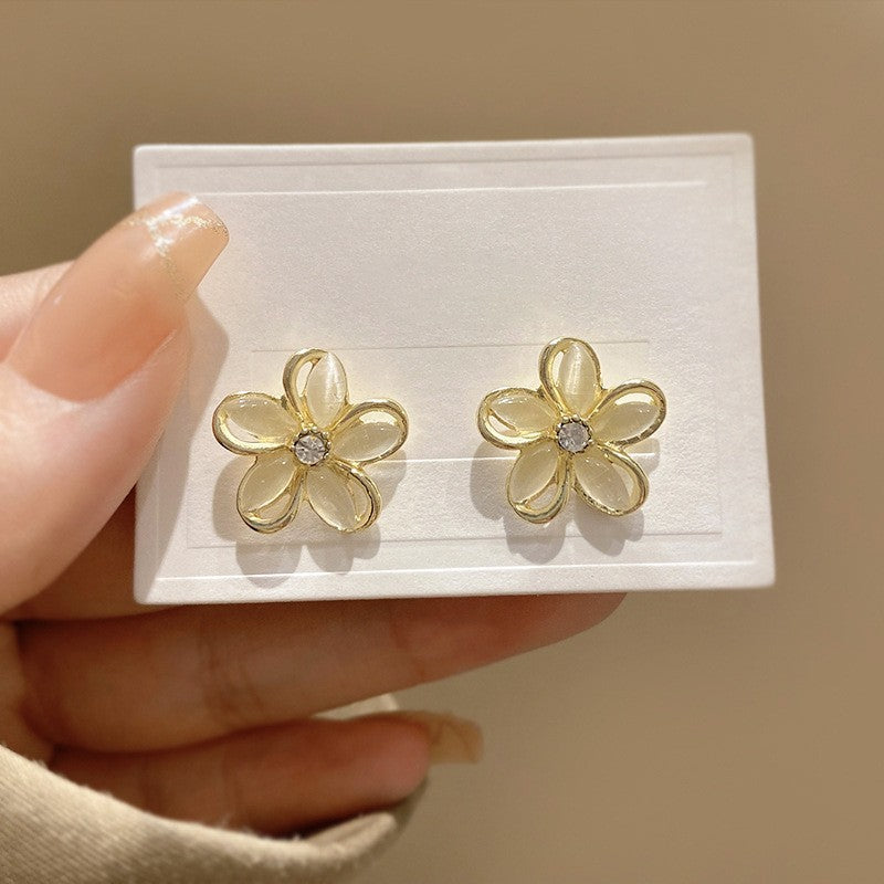 Opal Stone Flower Earrings