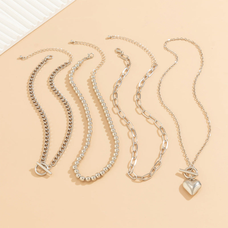 Layered Chunky Heart Chain Choker Necklace