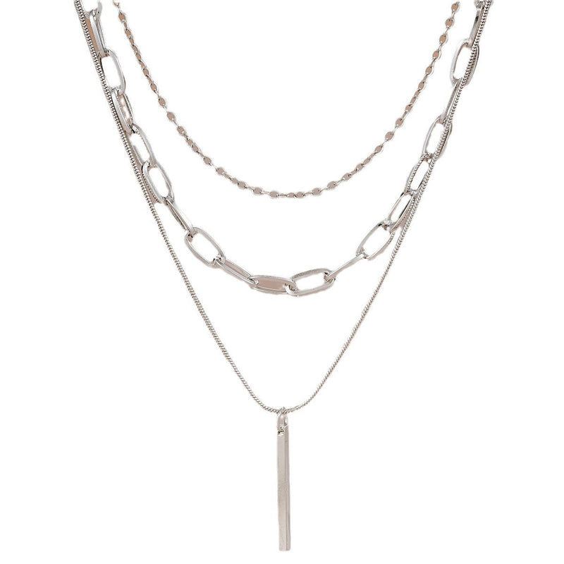 Boho Bar Multilayer Simple Layered Bar Drop Pendant Necklace