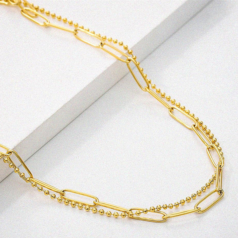 Layered Paper Clip Chain Necklaces for Women