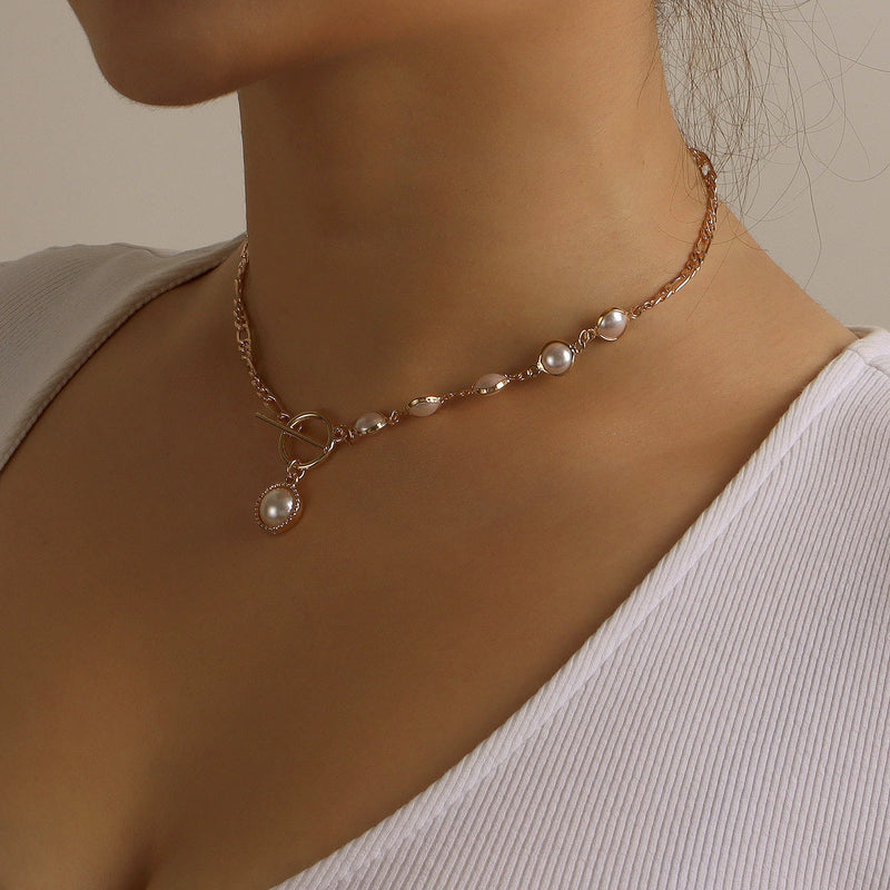 Punk OT Pearl Chain Necklace