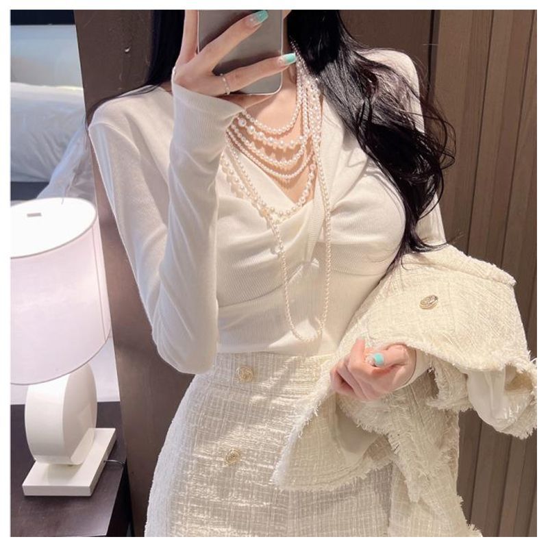 Long Beaded Layer Pearl Necklace